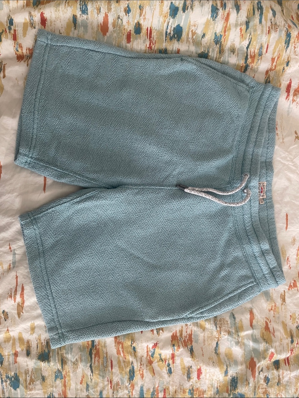 Faherty Aqua Terrycloth Shorts with Drawstring